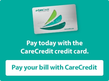 CareCredit credit card promotional banner with payment button for dental services.