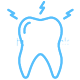Blue tooth icon with lightning bolts indicating dental pain or sensitivity treatment.